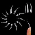NOVO OVO Halloween 504 pcs Half Cover Curved Stiletto Long Eagle Claw Nail Tips, Clear Extra Super Deep Hawk Curve False Nail Extension for Acrylic, Sharp Fake Nails Cosplay Claws 12 Sizes in Bag