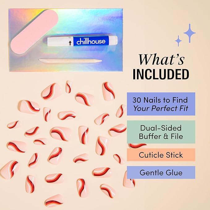 Chillhouse - Chill Tips, Press on Nails Kit - Discoteca (Oval) - 30 Nail Shapes & Sizes - Up to 2 Weeks of Wear - Customizable Fit - Reusable - Latina Founded & Women Owned - Beauty & Self Care