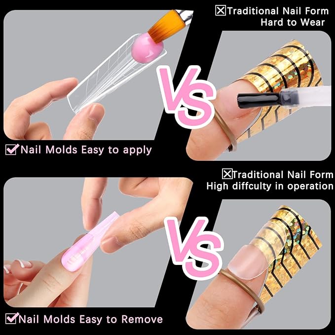 120 Pcs Poly Extension Gel Dual Nail Forms With Scale Builder Coffin Nail for Gel Manicure Art Design Salon DIY at Home (Long Ferrari Dual Forms Set)