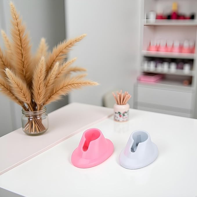 2Pcs Soft Rubber Nail Polish Bottle Holder - Anti-Spill Nail Art Organizer & Display - Salon Professional Manicure Tools (Pink,White)