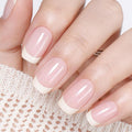 UNA GELLA 32Pcs Soft Gel Press on Nails - 16 Sizes French Tip Short Square Glue on Nails, Reusable Nude Beige False Nails, Full Cover Acrylic Nail Kit for Women DIY Home Manicure
