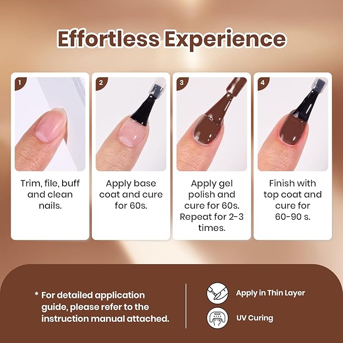 Beetles Brown Gel Polish Set - Toasty Aroma Collection, 6 Colors Nude Brown Trendy Colors Uv LED Lamp Salon DIY at Home Nails Gifts for Women