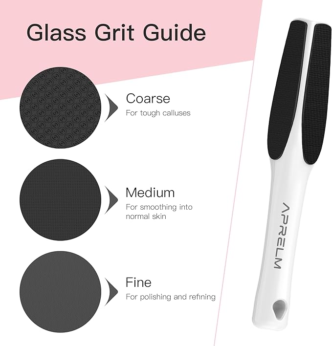 3-Sided Nano Glass Foot Callus Remover, Professional 3-in-1(Coarse, Medium, Fine) Foot File, Pedicure Tools for Feet Hard Skin Smooth Polishing (White)