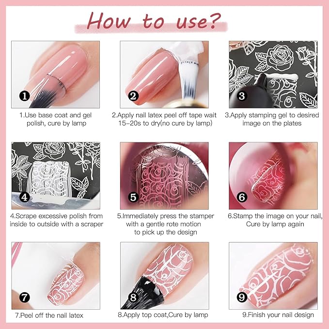 SEISSO Stamp Nail Polish Gel, 3 Colors White Black Shining Golden Stamping Gels for Nail Stamp Plate Stamper UV LED Nail Art Gel Polish