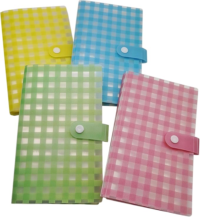 4 PCS 120 Slots (2.3×3.5") Nail Art Sticker Storage Books, Empty Collection Album for DIY Stickers,Artistic Decals Display Set Transparent Photo Book - Plaid