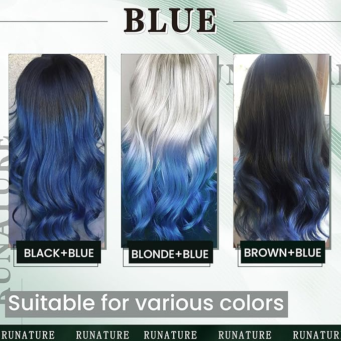 RUNATURE U Tip Hair Extensions Human Hair Blue Hair Extensions Real Human Hair 16 Inch U Tip Hot Fusion Hair Extension Straight Keratin Tip Blue Extension Hair for Party Remy Soft Hair 25g 25s