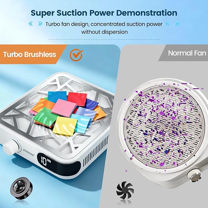 JODSONE Mini 6000RPM Cordless Nail Dust Collector with 30 Filters Low Noise 10-Speed Adjustment Rechargeable Portable for Acrylic Nail Polishing Nail Salon Professional Use