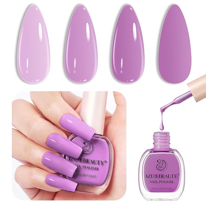 AZUREBEAUTY Nail polish，Purple Lavender Quick Dry Complete Natural Super Lustrous Nail Enamel Polish,Professional for DIY Manicure