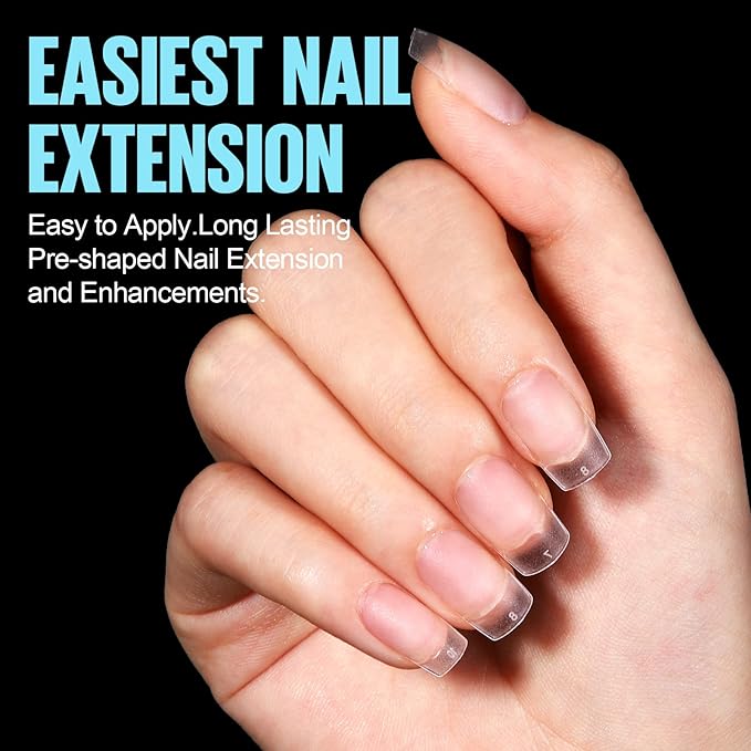 TOMICCA Short Coffin Nail Tips, 450Pcs Soft Pre Shaped Gel Fake Nails, 15 Sizes Full Cover Double-sided Matte Press on Flase Nail Tips for Home DIY Nail Art Women Girls