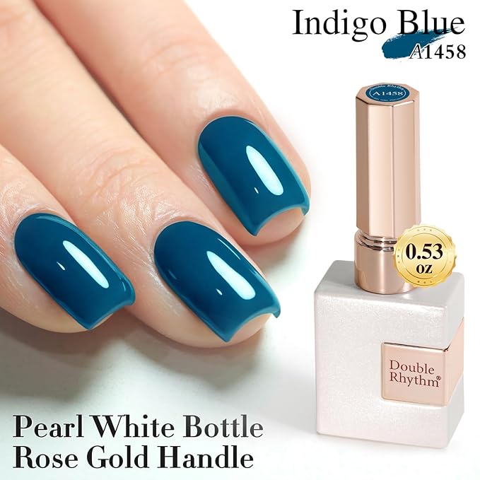 Double Rhythm Gel Polish 15ML Jelly Sheer Pastel Light Milky Color Pearl White Bottle 1 PC 0.5 OZ Full Size Nail Art Salon at Home (Lake Blue-D1458)