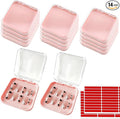 14 Pcs Press On Nail Packaging Box Press on Nail Storage Box for Press Ons with 60 Pcs Adhesive Double Sided Tape for Fake Nail Storage Case Nail Display Nail Salon Supplies Nail Art Business (Pink)