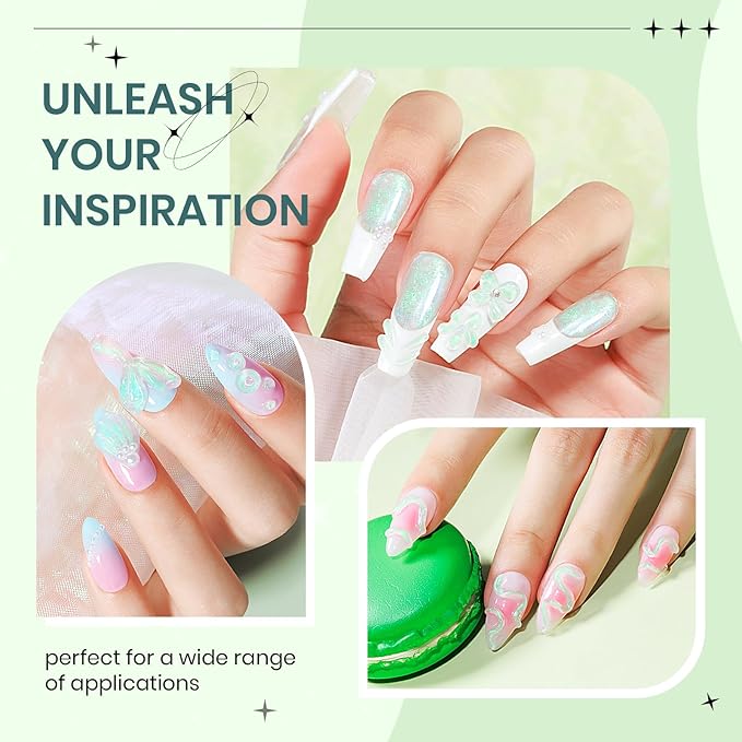 Solid Builder Gel for Nails - Aurora Green 3D Nail Art Non-Stick Hand Hard Gels for Carving Patterns Decoration Nail Extension Gel for Nails Manicure DIY at Home 14g(0.49fl oz)