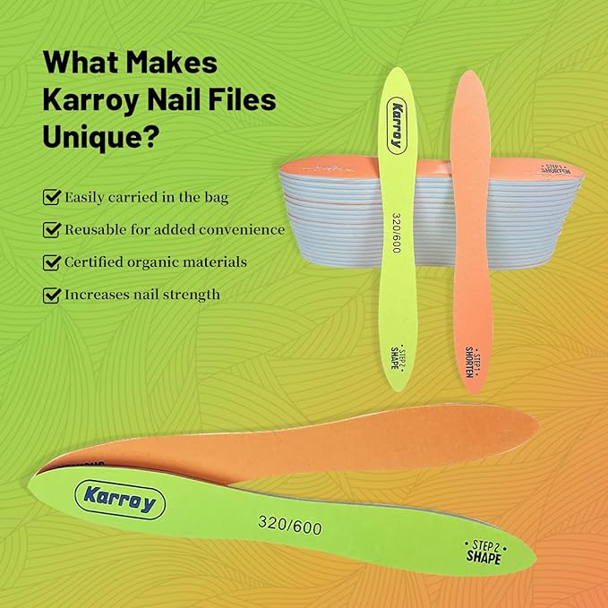 Nail File and Buffer Block Professional Emery Boads Natural Nails Limas para Uñas Fingernail Files for Women 20PCS (C-Skateboard 320/600)