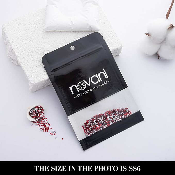 Novani 3000 Pieces Flatback Rhinestones Glass Round Gems Red Crystals for Nail Art DIY Crafts Clothes Shoes,SS6,1.9-2.0mm