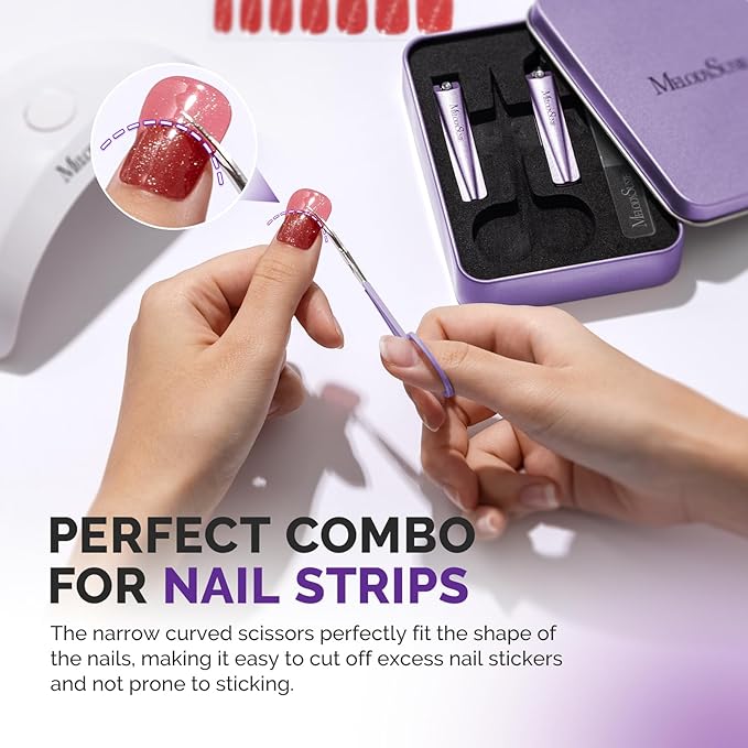 MelodySusie Nail Clippers Set 4 in 1, Ultra Sharp Toenail Clippers with Glass Nail File Cuticle Scissors, Stainless Steel Nail Clippers for Women, Fingernail Clipper Cutter Manicure Set Gifts, Purple