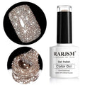 RARJSM Reflective Glitter Gel Polish,Flash Dimond Nude Brown Gel Nail Polish Winter Colors Sparkly Shiny U V L E D Curing Need Nailgel for Manicure DIY and Nail Art Salon 7.5ML