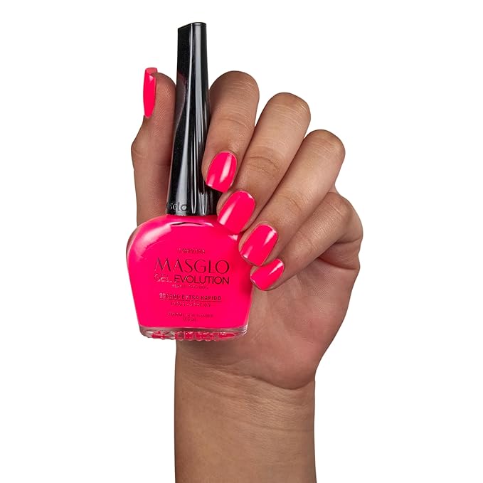 MASGLO GEL EVOLUTION Nail Polish Gel Effect, No UV/Led Lamp Required, Duration up to 12 day, 1 peice color Gel sin necesidad de lampara UV/Led, hasta 12 dias de duracion (CAMPEONA)