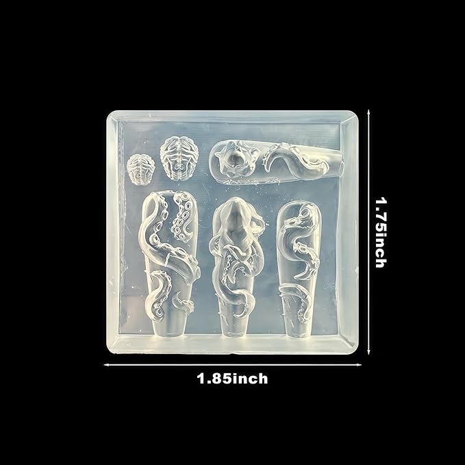 3D Octopus Nail Mold Multiple Shapes Octopuss Tentacles Silicone Nails Molds Accessories Gel Brain Art Manicure Tools