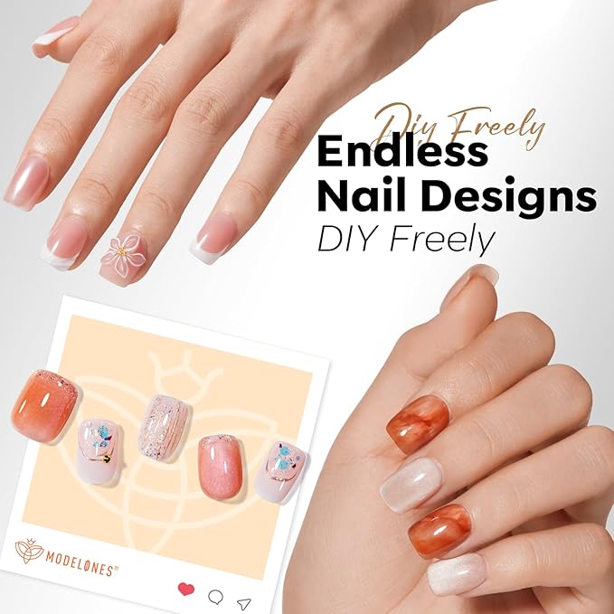 modelones Extra Short Square Gel Nail Tips, 360pcs Pre-etched Clear Fake Nails Press On Full Cover Half Matte 15 Sizes Acrylic Gel Tips for Extension Salon