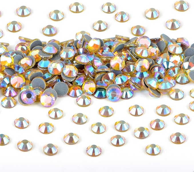 NCB 2880pcs Hotfix Rhinestones, Round Flatback Crystal Glass Hot Fix Rhinestones for Crafts Clothes Shoes Shirts Caps Decoration (Citrine AB, SS10 2.8mm)