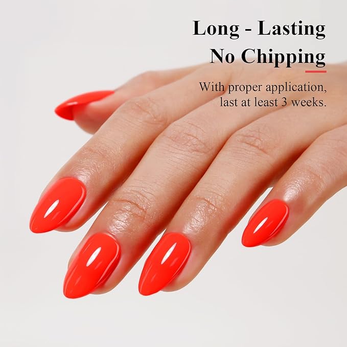 Imtiti Neon Gel Nail Polish, 0.5 Fl Oz Neon Red Gel Polish Soak Off LED U V Nail Gel Polish Spring Summer Gel Nail Polish DIY Nail Art Starter Manicure Salon Gel Nail Kit