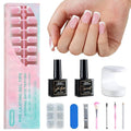 Misssix French Tip Press On Nails, 160Pcs French Gel Nail Tips Short Square, Pink White Soft Gel Fake Nails, X-BASIC Tips Starter Kit for Nail Art DIY 16 Sizes