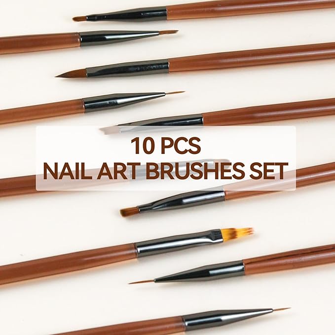 Nail Art Brushes Set with Nail Stand Holder for Press On & Painting Nails,Nail Dotting Tools with Sculpture Pen,Acrylic Nail Brushes for Gel Builder Extensions French Tip,Nail Art Tools Design