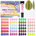 EBANKU 576 Pcs Kid Fake Nails, 24Pack Kids Press on Nails Short Full Cover Fake Nails for Girls with Nail Glue and Nail Adhesive Tabs for Child Christmas Party
