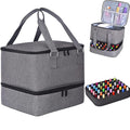 Nail Polish Organizer Case Hold 42 Bottles (15 ml) and Nail Lamp, Nail Organizers and Storage for Nail Supplies, Double Layer Nail Bag Organizer Case with Handle (Grey)
