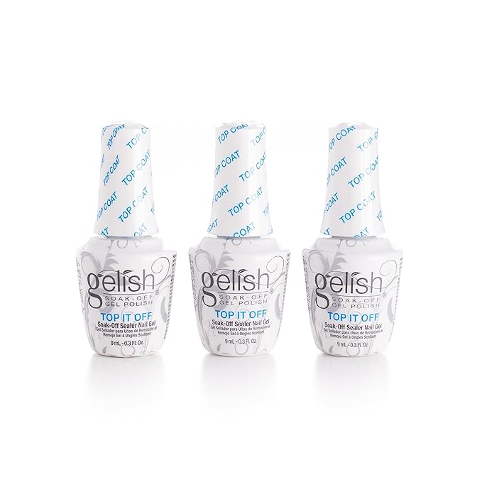 Gelish MINI 9mL Essentials Value Pack – LED/UV Cure, Long-Lasting, Chip-Resistant, Professional Gel Nail Kit for Manicures (Top It Off Trio)
