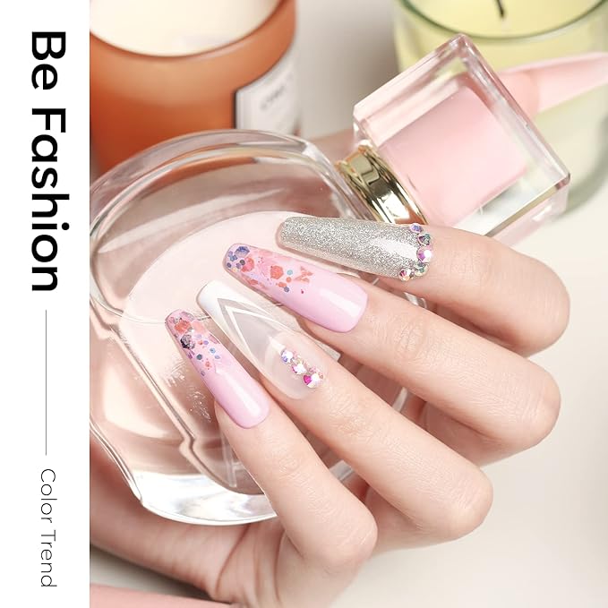 modelones Glitter Gel Nail Polish Pastel Silver Gel Nail Polish Soak-Off UV Gel Polish - 28+ Days Long-Lasting Salon-Quality Nail Art for Spring & DIY Manicure & Gift 15ML