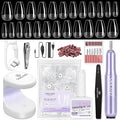 SAVILAND Advanced Gel Nail Kit: Salon Grade Nail Kit with Portable Light Short Coffin Nail Tips 500 Pcs 12 Sizes 30 Days Long-Wear Nail Kit Acrylic Set with U V Nails Glue Nail Lamp Drill DIY At Home