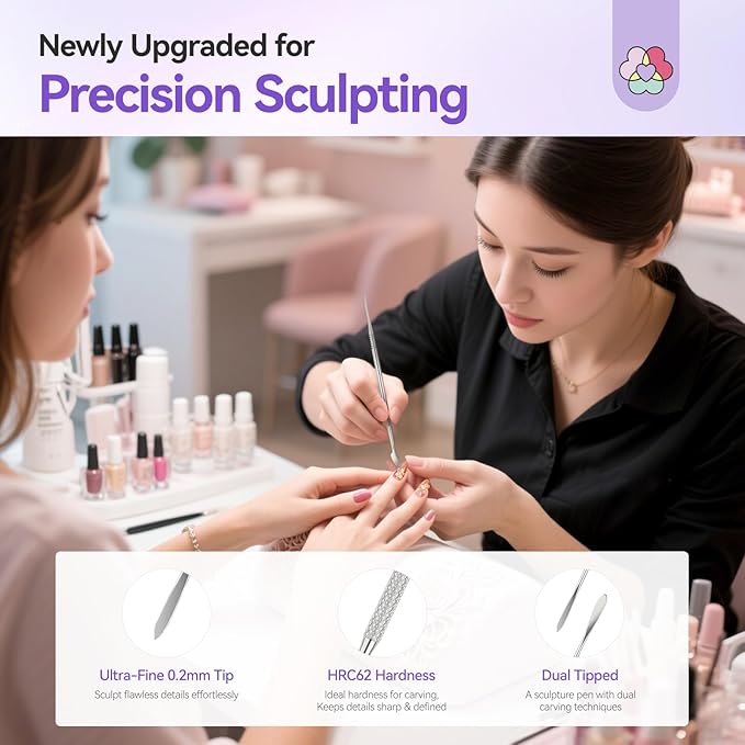 SAVILAND Nail Art Sculpture Pen: 3PCS Sculpting Nail Art Tools Solid Builder Gels Dual-Head 3D Gel Pen Nails Dotting Tool 3D Sculpting Gel Nails Art Design Tools for Salon Home DIY