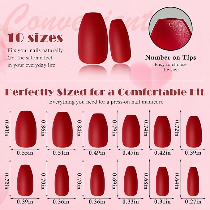 AddFavor Press on Nails Medium Coffin Fake Nails, 576pcs 24 Colors Coffin Press on Nails Full Cover Acrylic Nail Press ons, Matte False Nail Tips for Women Glue on Nail