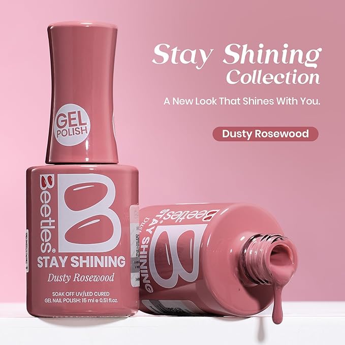 Beetles Pink Gel Polish - 15ML/0.51Fl Oz, Pink Gel Nail Polish, Same Color Same Bottle STAY SHINING Series, Soak Off UV LED Lamp Spring Nails Art, Long-Lasting Manicure Salon DIY Home Nails