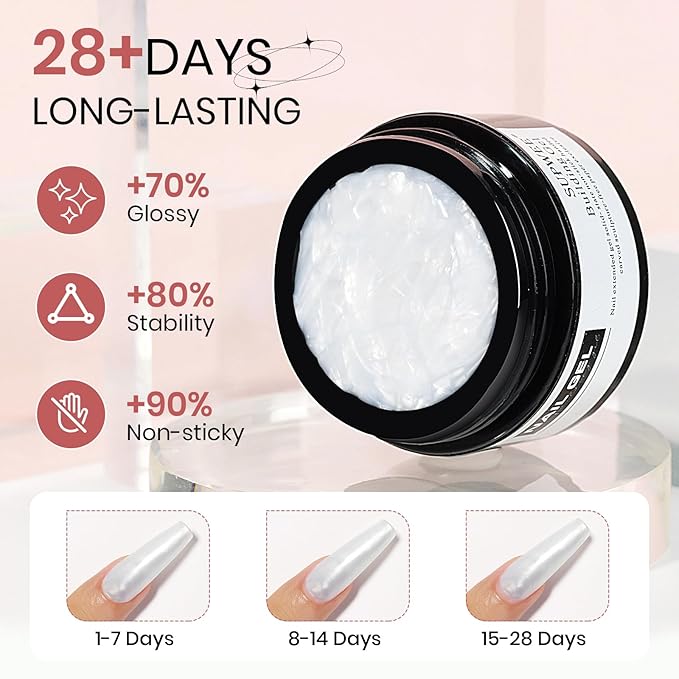 Pearl White Solid Builder Gel for Nails with 3D Flowers Nail Mold Extension Molding 3D Nail Art Gel Soak Off UV Gels