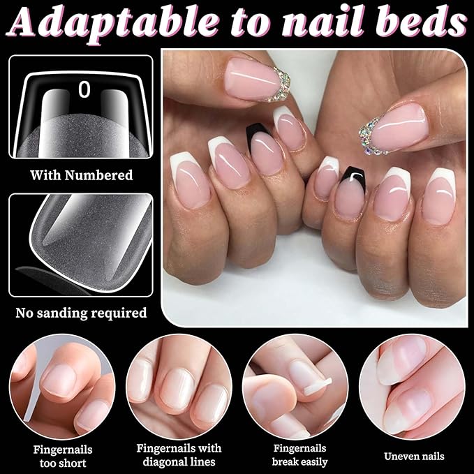 300pc Extra Short Coffin Gel Nail Tips Clear Fake Nail, XS Clear Press on Nails Short Coffin Soft Gel Nail Tips Acrylic Nails Full Cover False Nail Artificial Fingernail for Nail Extension Press-ons