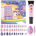 EBANKU 72Pcs Press on Nail Kid, Butterfly Flower Fake Nails for Kids Colorful Press on Nail Short Artificial False Nail Kits for Nail DIY