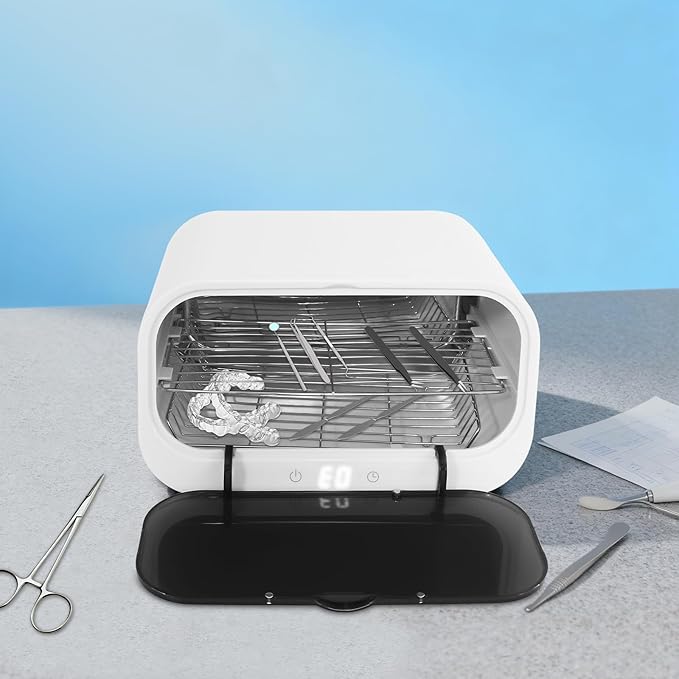 Sterilizer for Nail Tools, 10L Nail Tool Cabinet with Double-Tier Trays, Adjustable Timer 15–90 Min, Multifunctional Nail Tool Cleaning Machine for Hair, Salon, Spa, Nail, Salon