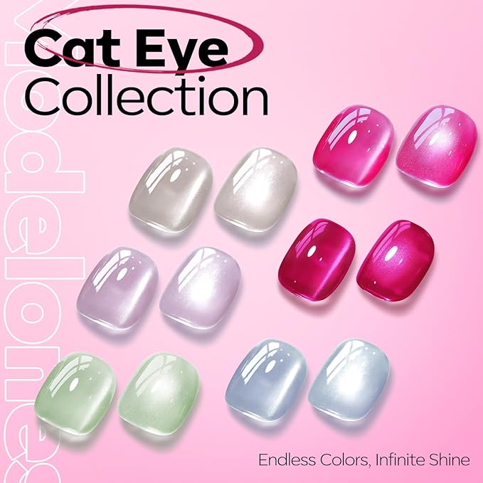 modelones Hot Pink Cat Eye Gel Nail Polish Pink Glitter Holographic Pink Cat Eye Neon Shimmer Reflective Translucent U v Gel Magnetic Nail Polish 15ML