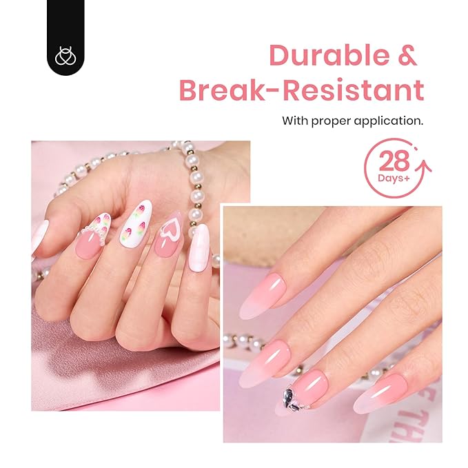 Beetles Gel Nail Tips Clear, Almond Medium, 288Pcs 10 Sizes, Pre-shaped Full Cover Soft Acrylic False Press On Nail Tips Almond Shape Easy Home DIY Fake Nail Extension Art Salon Gift for Women