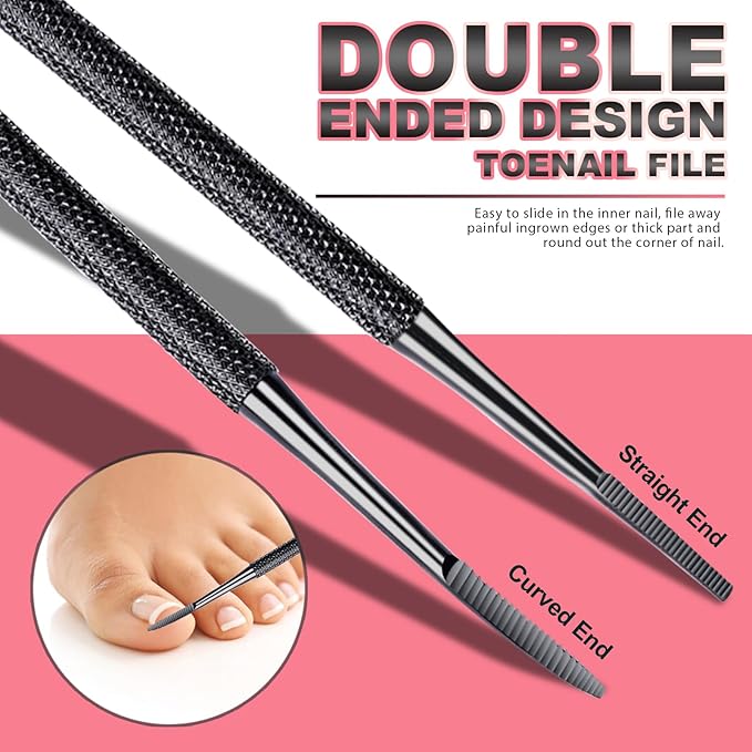 Teenitor Upgraded Pedicure Tools for Feet, Ingrown Toenail File and Lifters, Professional Ingrown Toenail Tool Ingrown Toenail Removal Kit, Black