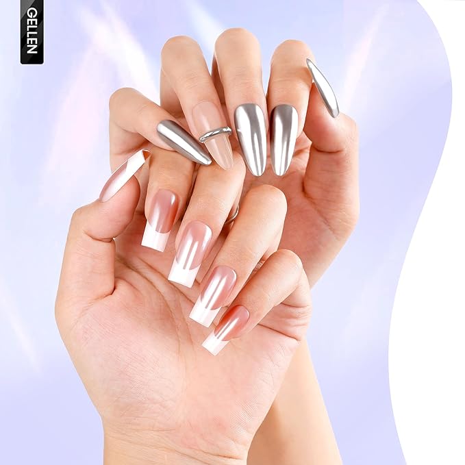 GELLEN 18ml Gel Top Coat for Chrome Nail Powder, No Wipe Clear Top Coat Polish, High Glossy Mirror Effect, UV Light Needed, Long Lasting Soak off, for Metallic Gel, Nail Art Manicure