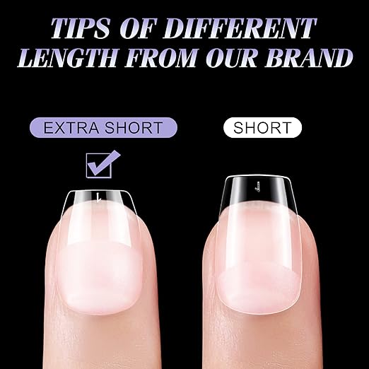 Gelike EC Extra Short Soft Gel Nail Tips Kit for Soak Off Nail Extensions,Full Cover,Coffin Shaped,Pre-buff PMMA Resin,Clear Ultra-Thin Design,15 Sizes,240 Pieces