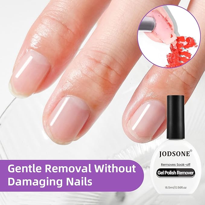 JODSONE Gel Nail Polish Remover 16.5ml No Need Soaking or Wrapping for Nails 3-5 Minutes Effective Gel Nail Polish Remover for Quick And Easy Removal At Home