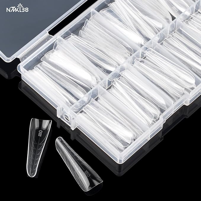 NMKL38 150PCS 15 Size Poly Extension Gel Dual Nail Form Coffin Nails Clear Ballerina Nail Tips Full Cover