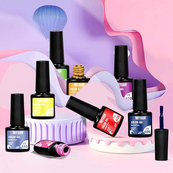MTSSII Neon Gel Nail Polish Set, 8 Colors Hot Pink Yellow Green Blue Red Purple Spring Summer Fluorescent Gel Polish Set for Home DIY Manicure Nail Salon