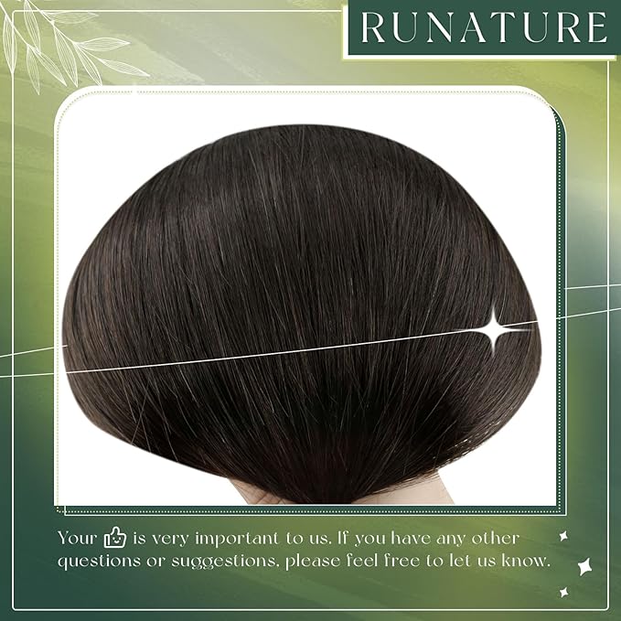 RUNATURE Nano Link Hair Extensions Human Hair Dark Brown Long Nano Ring Hair Extensions Real Human Hair Straight Nano Bead Hair Extension Pre Bonded 24 Inch 50 Gram 50 Strands