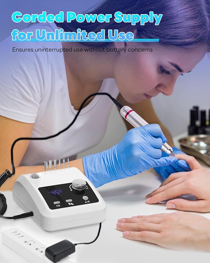CozyZen Electric Nail Drill Professional: 45000 RPM Nail File Kit Machine with LCD Display, Hand & Foot Control Low Noise for Acrylic, Gel Nails, Manicure & Pedicure - Salon & Home Use