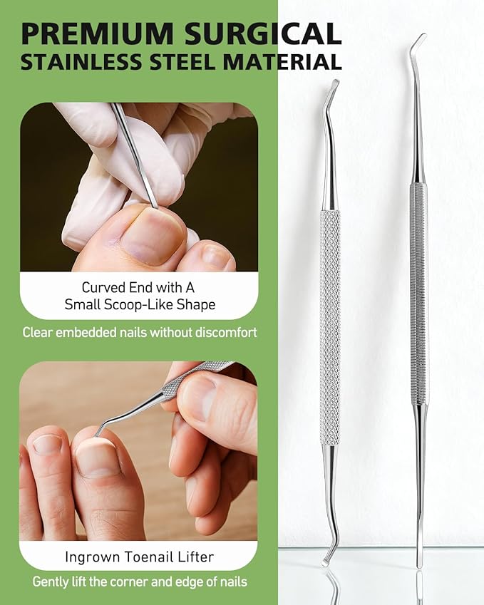 BALUCA 7-Piece Ingrown Toenail Removal Kit – Professional Stainless Steel Toenail Cleaner Tool & Ingrown Toenail File for Pain-Free at-Home Pedicure & Nail Correction